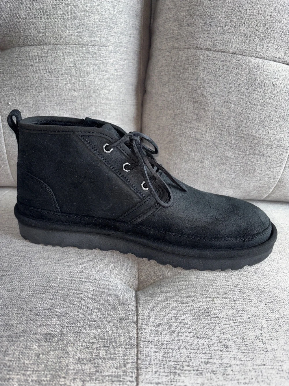 UGG Men's Black Suede Chukka Boots with Side Zip and Laces. New w/tags